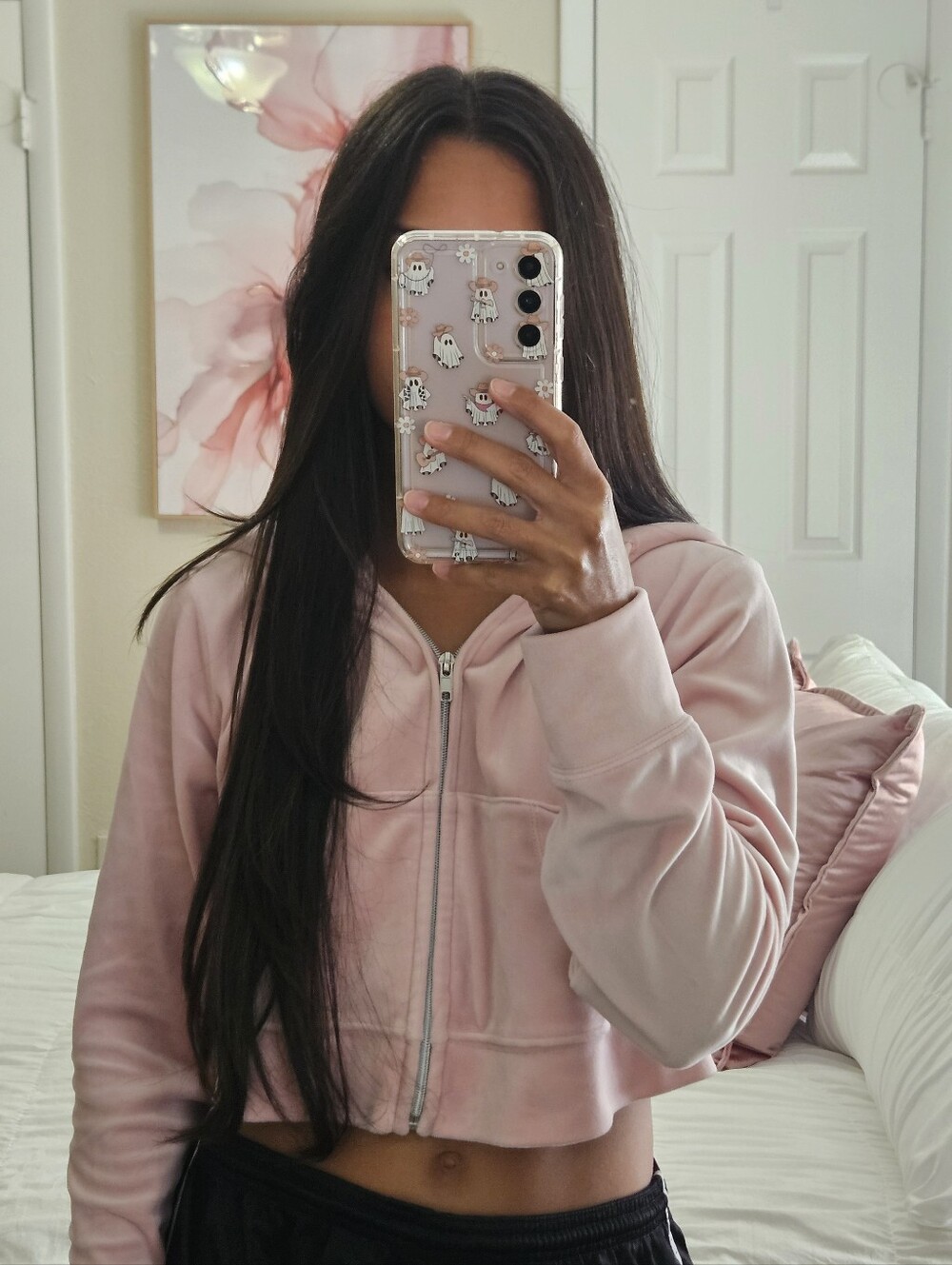 Cropped Velvet Zip-up